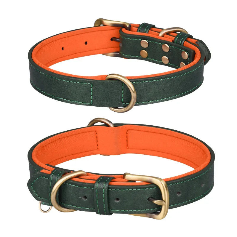 Anti-lost Lettering PU Leather Dog Collar Medium and Large Dogs Breathable Diving Cloth Lining Pet Collar