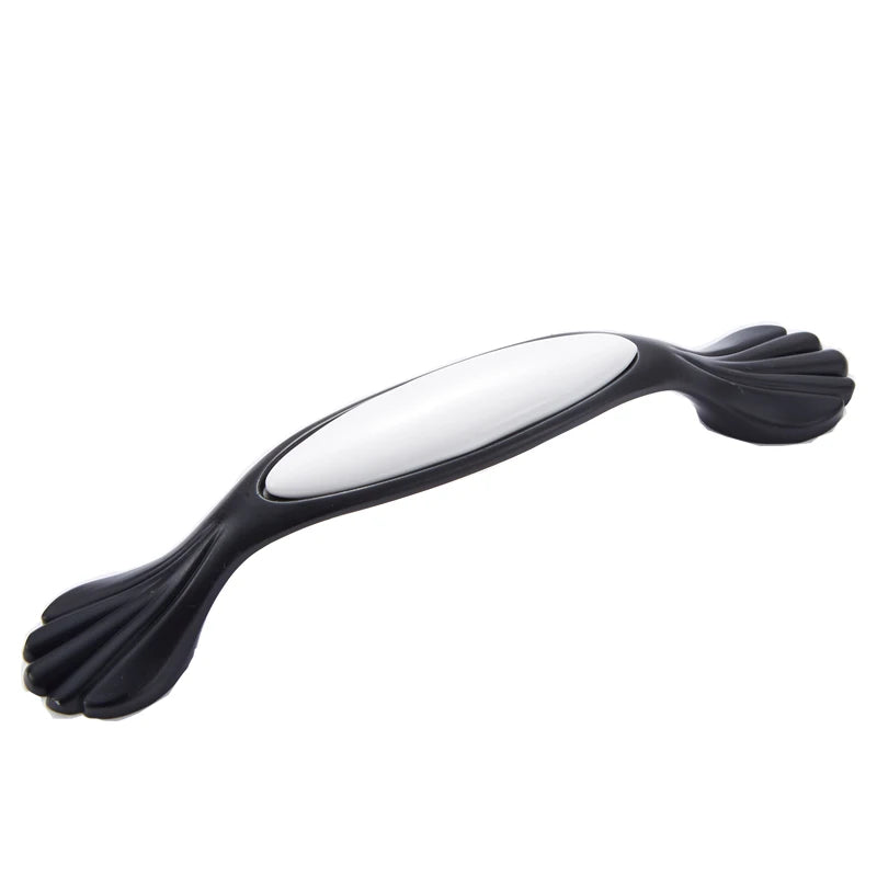 Oukali European Style Furniture Cabinet Handle Kitchen Cupboard Ceramic Zinc Alloy Black 128mm Hardware Handles