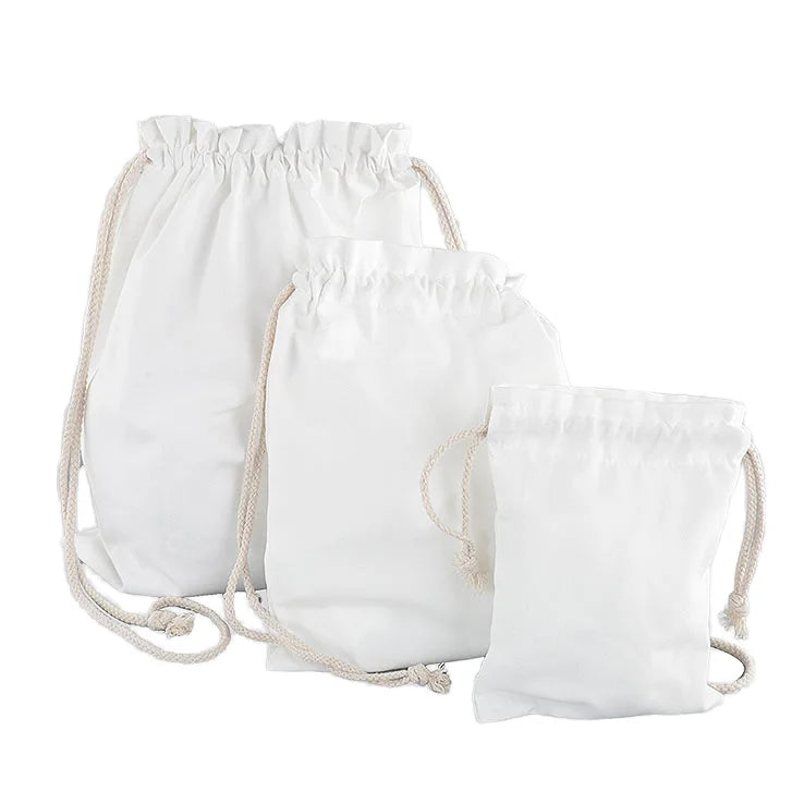 Small Middle Large Size Oem Sublimation Drawstring Bags Canvas Polyester Bag Blank