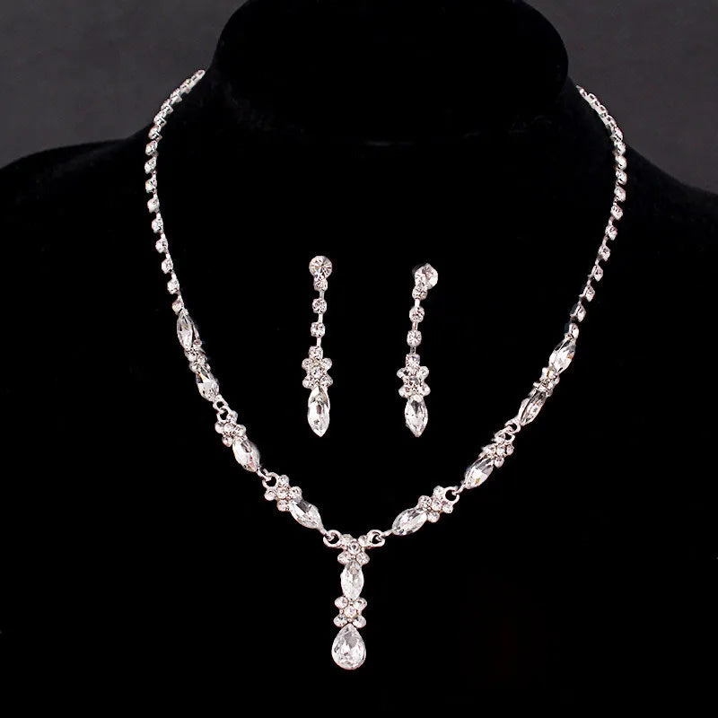 SLBRIDAL Ins Style Alloy Rhinestones Crystals Wedding Jewelry Set Bridal Necklace Earrings Set Party Jewelry Sets Women Jewelry