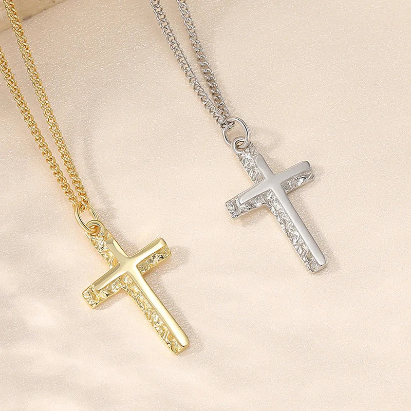 925 Sterling Silver Cross Pendant Necklace Jewelry Charms 18K Gold Plated Chain Cross Necklace for Women Jewelry