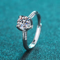 Silver 925 Original 1 Carat Brilliant Cut D Color Moissanite Diamond Test Past Gemstone Rose Ring Women Romantic Wedding Jewelry