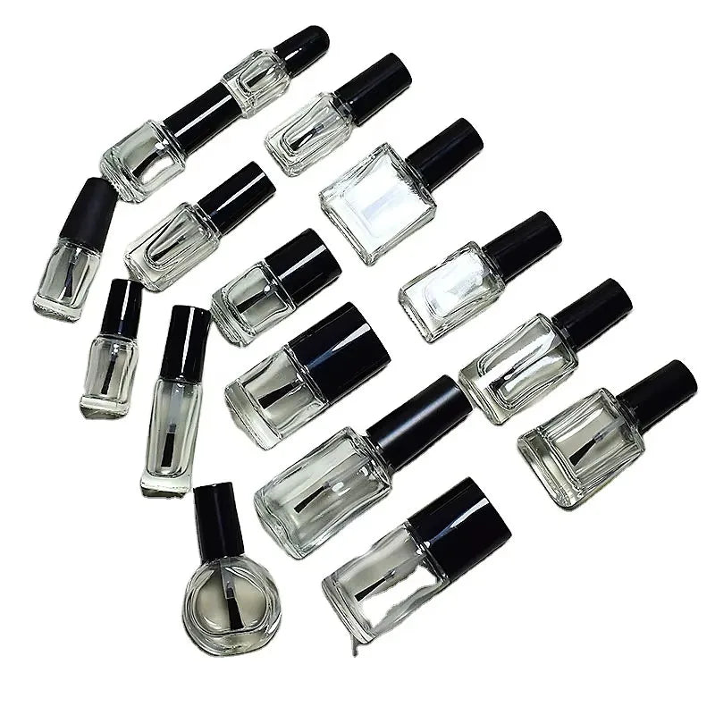 Clear 10ml Nail Polish Bottle 12ml Glass Empty Round Enamel Makeup Sample 3ml 5ml Cuticle Oil Bottle with Brush Sub-Bottling