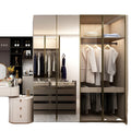 Mirror Wardrobe Bedroom Furniture Wardrobe Hanging Clothes  with Led Light Metal Customized Bedroom Mirror Wardrobe