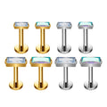 G23 ASTM F136 Titanium Labret Ear Stud Zircon Inlay Cartilage Tragus Earrings Internal Thread Body Piercing Jewelry
