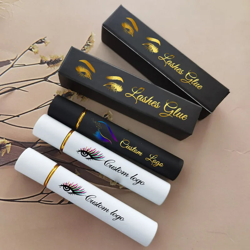 Private Label White/Black/Clear Windproof Vegan Eyelash Glue Strong Sticky Liquid Eye Lash Glue False Strip Adhesive Lash Glue