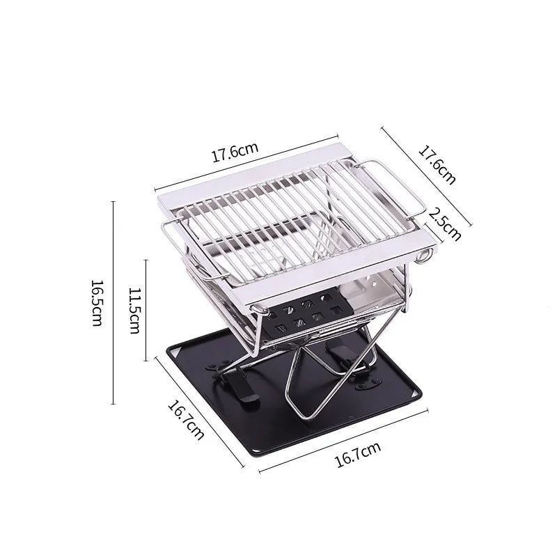 Mini Outdoor Camping Hiking Stainless Steel Collapsible Portable BBQ Grill