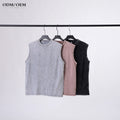 Custom 240 Grams 100% Cotton Knitted Round Neck Sleeveless T-Shirt Washed Loose Oversized Blank Print Vintage Men's Tank Top
