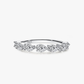 Ailmay Authentic 925 Sterling Silver Romantic Elegant Cut Water Drop Shape Zirconia Rings for Women Girls Party Jewelry