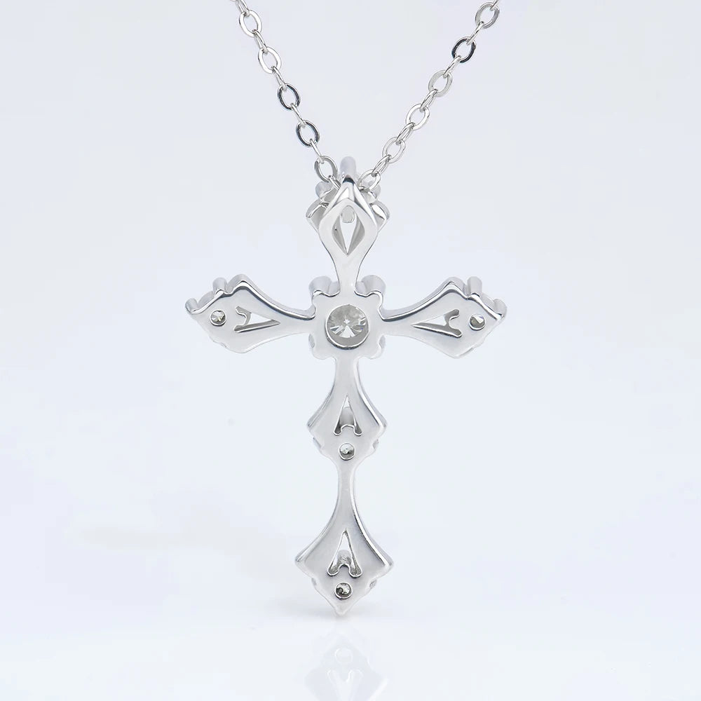 Fine Jewelry 925 Silver Mossanite Diamond Jewelry Cross Pendants Necklaces White Gold/Gold/Rose Gold Color Fashion Jewelry