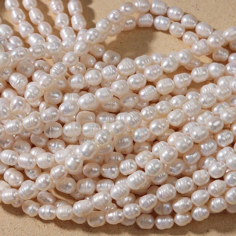 Hot Selling 8mm Natural Freshwater Real Pearl Thread Rice Chokers Beads White Color Premium Quality