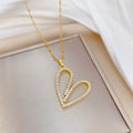 Wholesale New Titanium Steel Women 18k Gold Plated Diamond Luxury Love Heart Pendent Necklaces