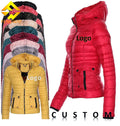 Fengway Custom Women's Regular Slim Lightweight Waterproof Knitted Cotton Filled Quilted Winter Warm Hooded Jacket
