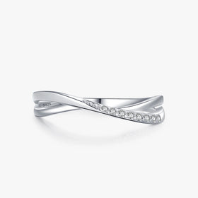 Ailmay Top Quality 925 Sterling Silver Simple Geometric Line Clear CZ Finger Rings for Women Classic Wedding Statement Jewelry