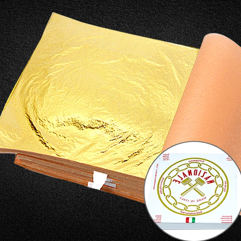 14X14cm 25 Sheets/Booklet Hot Sale #2.5 Imitation Gold Leaf Copper Foil Paper for Home Furniture Wall Ceiling Nail Decorating