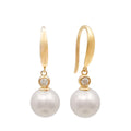 Classic 14K Solid Gold Freshwater 10mm Pearl with Lab-Grown Diamond Fine Jewelry Set Women Wedding Party Engagement Anniversary