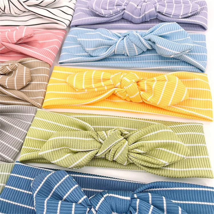 New Children's Headwear Soft and Comfortable Stripes Rabbit Ear Headband Cute Princess Hair Ornament Baby Hair Band