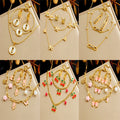 Sweet and Cute Bow Flower Cherry Butterfly Necklace Bracelet Earrings Fashion Stainless Steel Jewelry Set for Women