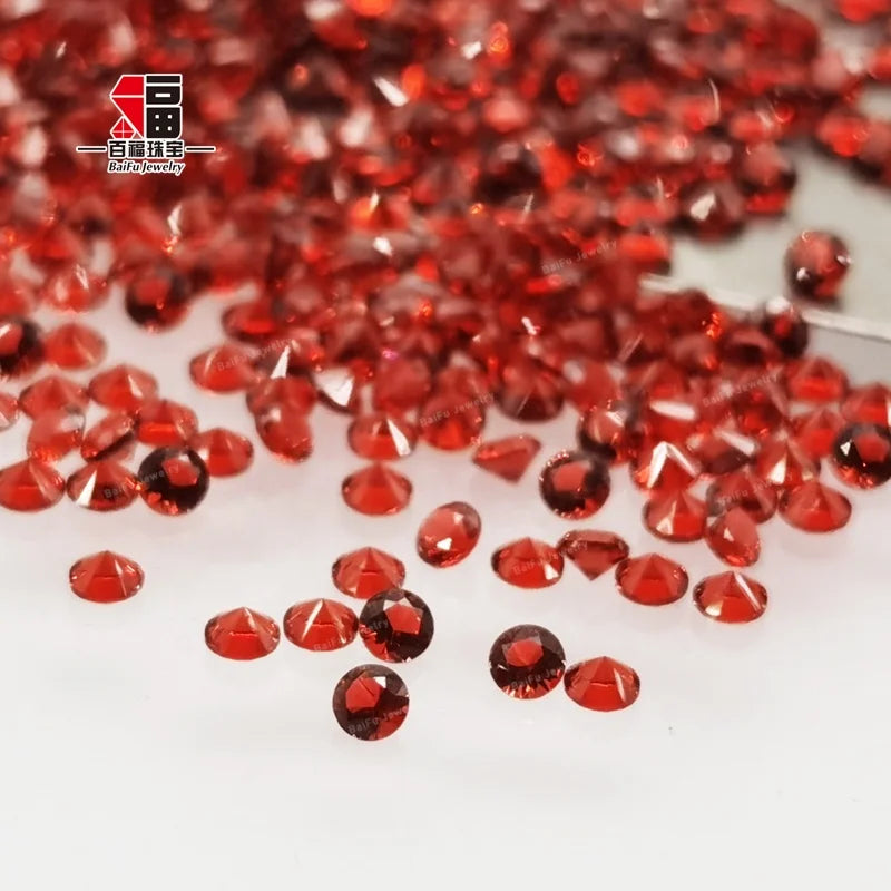 Baifu Jewelry Synthetic Loose Round 1650# Red Nano Gemstones