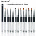 1PC 12 Style Black Transparent New Metal Rhinestone Pen Acrylic UV Gel Extension Builder Nail Art Brushes