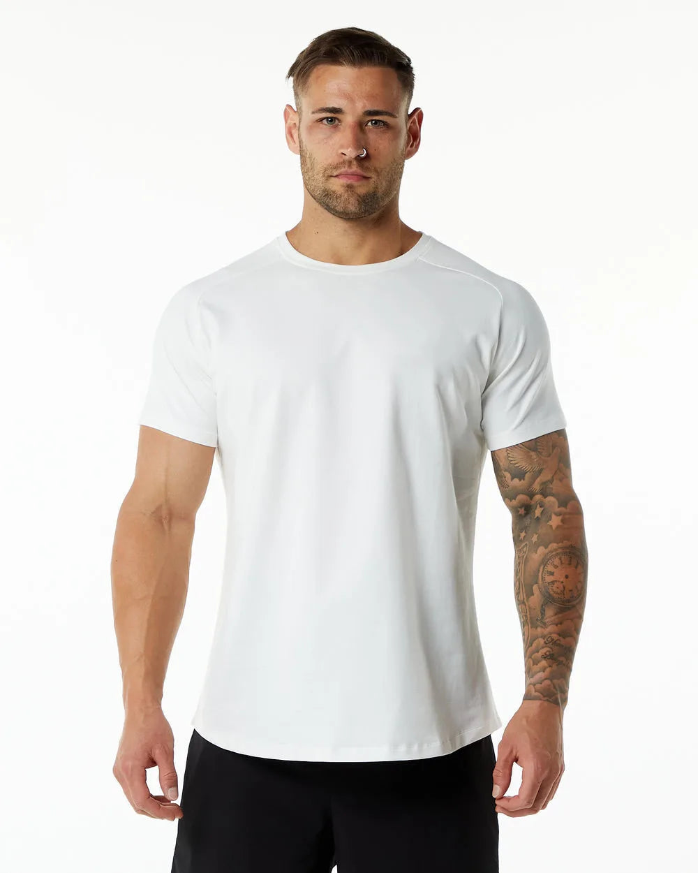 Men's Cotton Spandex Gym Active T-shirt Muscle Fit Quick Dry Workut Shirts Sports Athletic Custom T Shirts