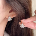 Huitan Custom Women's Claws Shaped Design Full Paved Zircon Earrings for Female Luxury Wedding Silver Plated Stud Earrings Women