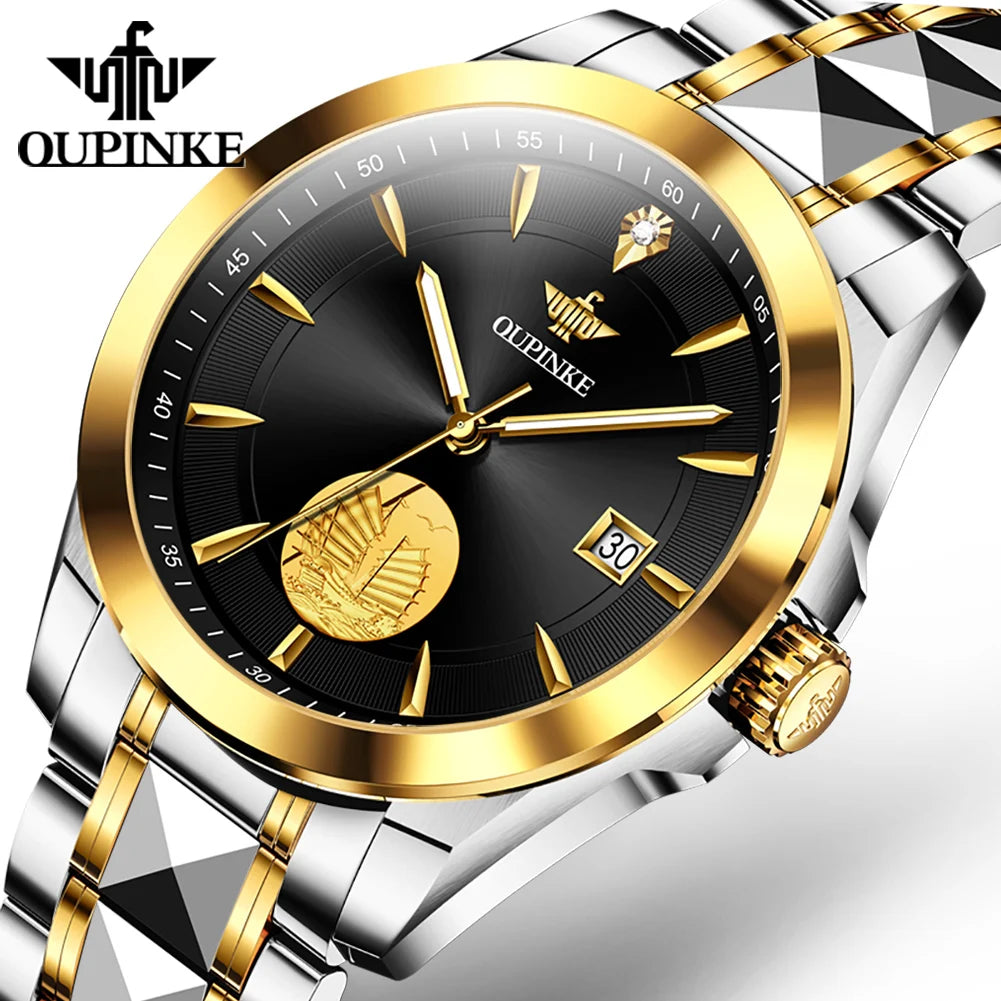 OUPINKE 3226  OEM Custom Classic Top Brand Mans Watch Gold Diamonds Automatic  Tourbillon Mechanical Watch Mens Wrist Watch