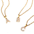 Trendy Jewelry Gold Shiny CZ Word Mixed Small Initial 26 Letter Alphabet Pendants Necklace