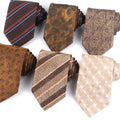 High Quality Jacquard Silk Ties Luxury Custom Logo Brown Necktie for Italian Men Business Striped Neck Ties for Wedding Party