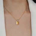 Wholesale New Stainless Steel Korean Design Simple Zircon Ring Square Love Letter Pendent Necklace