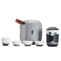 Travel Tea Set With Hand Case Ceramic Panda Teapot With Infuser and 4 Kungfu Tea Cups  Portable Travel Bag