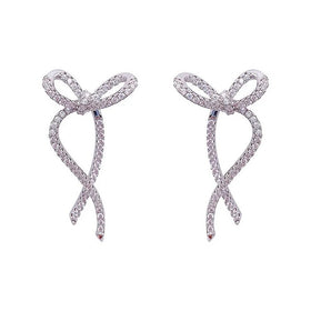 Quality S925 Silver Pin Earrings Gift Niche Design Front Back Wear Earrings Spiritual Micro-set Bow Earrings Gifts for Women