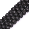 Factory 4mm 6mm 8mm 10mm round Gemstone Black Lava Healing Stones Volcanic Rock Beads for Jewelry Making