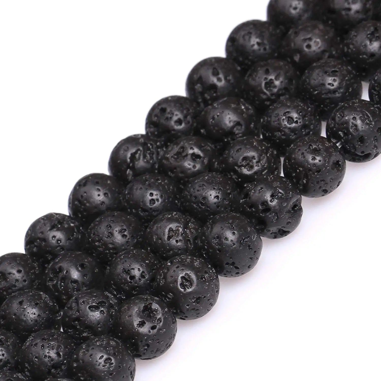 Factory 4mm 6mm 8mm 10mm round Gemstone Black Lava Healing Stones Volcanic Rock Beads for Jewelry Making
