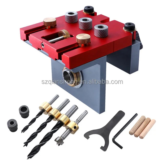 3 in 1 Woodworking Dowel Jig with 8 10 15mm Wood Drill Adjustable Pocket Hole Jig Drill Guide Locator for Furniture DIY Tools
