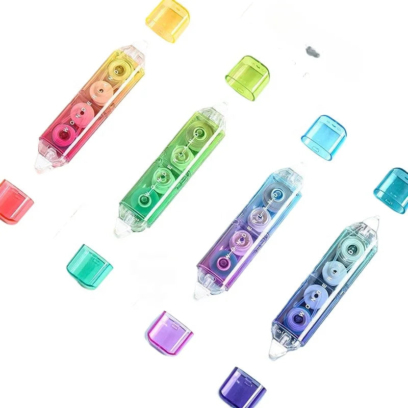 Cute Candy Korean Gradient Double 2 Tips Correction Tape and Double Side Tape School Student Kids Stationery Supplies