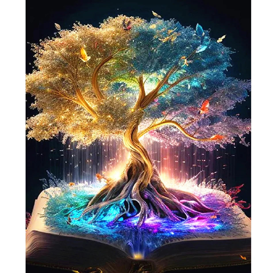 Colorful Tree Landscape DIY Handmade Home Decors 40x50cm/16x20inch Printed Painting by Numbers Kits Gift for Family & Friends