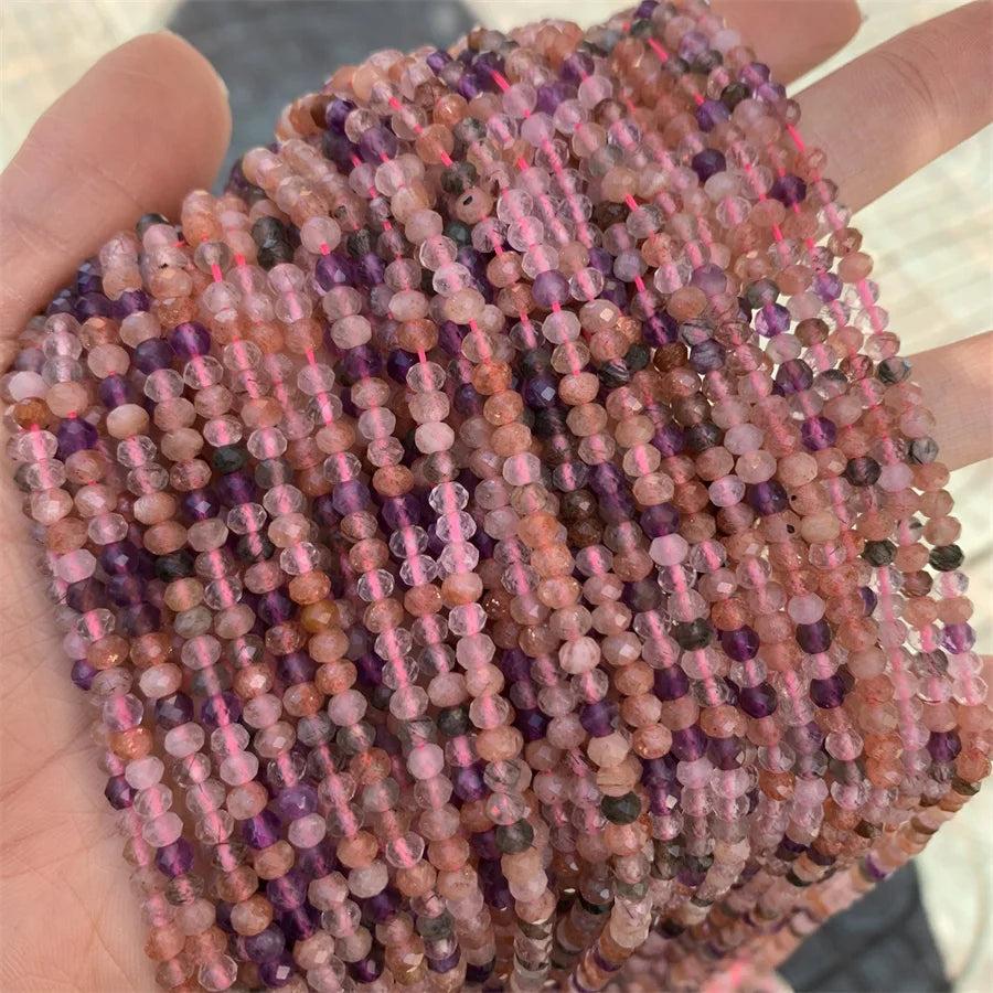 Wholesale Natural Super Seven Crystal 4*3mm 3*4mm Aceted Rondelle Beads Spacer Faceted Rondelle Stone Beads for Jewelry Mak