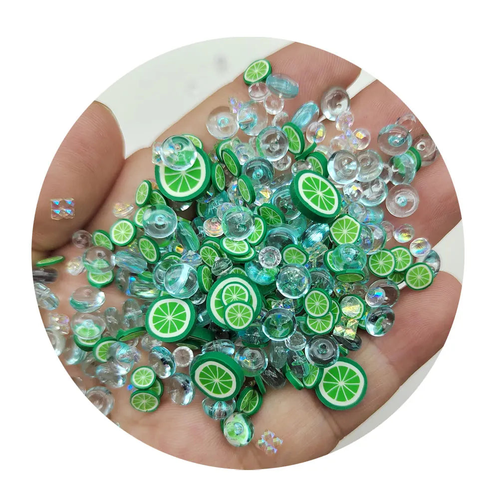 Polymer Clay Green Lime Lemon Slice DIY Crafts Sprinkles Supply Tumbler Shakers Slime Project