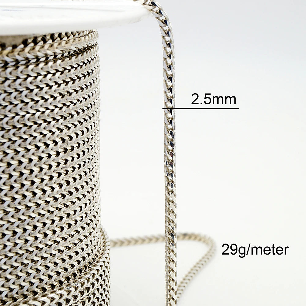 Fashion Man Necklace 2.5mm Fox Tail Chain Roll 925 Sterling Silver Chains for Men Silver 925 Chain