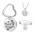 Factory Stainless Steel I Love Mom Bracelets Necklace Key Chain Custom Inspirational Mother's Day Gift Jewelry Set