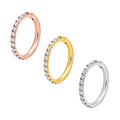 316L Stainless Steel Piercing 16G 18G Septum Hoop Nose Ring Cubic Zirconia Clicker Ear Helix Cartilage Earrings Body Jewelry