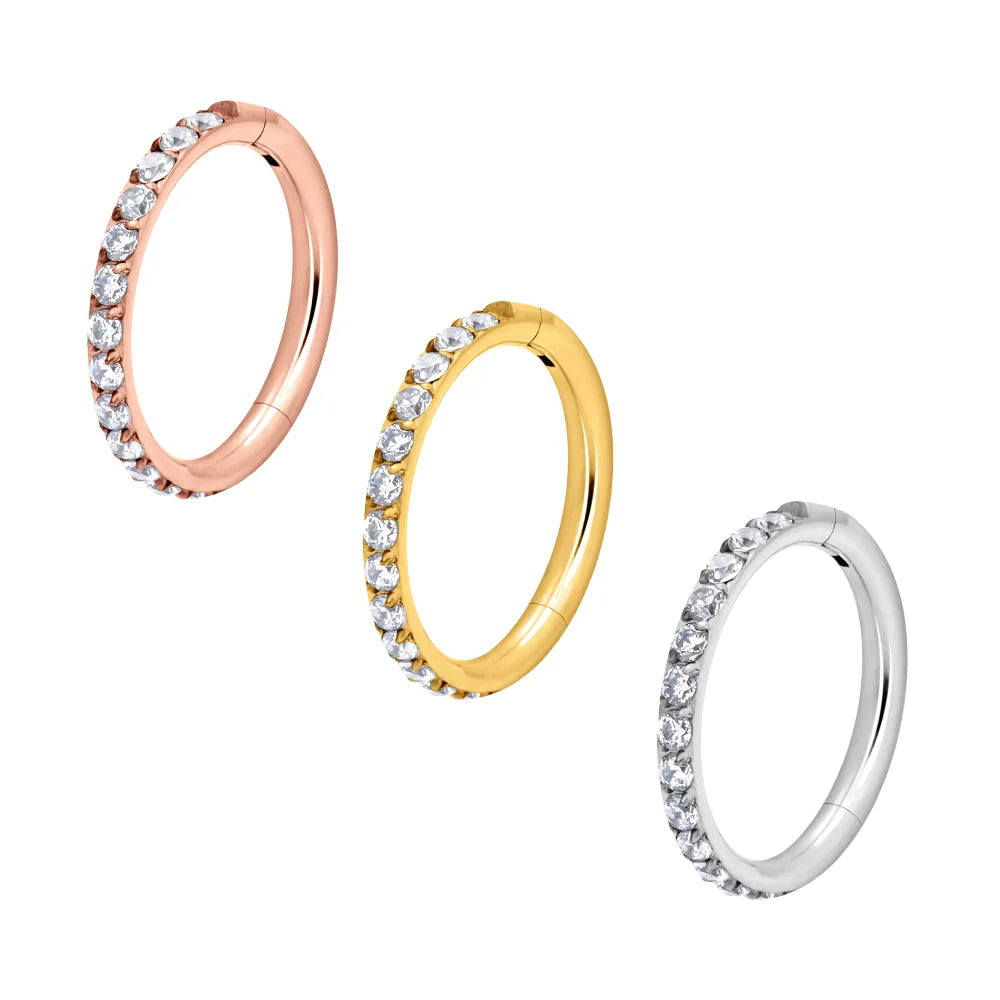 316L Stainless Steel Piercing 16G 18G Septum Hoop Nose Ring Cubic Zirconia Clicker Ear Helix Cartilage Earrings Body Jewelry