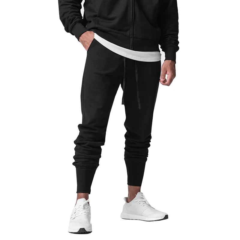 Men's High Waist Cotton Soft Heavy Weight Jogger Pants Solid Oversized Casual Sweatpants with Hanging Slacks Casual Loose Fit