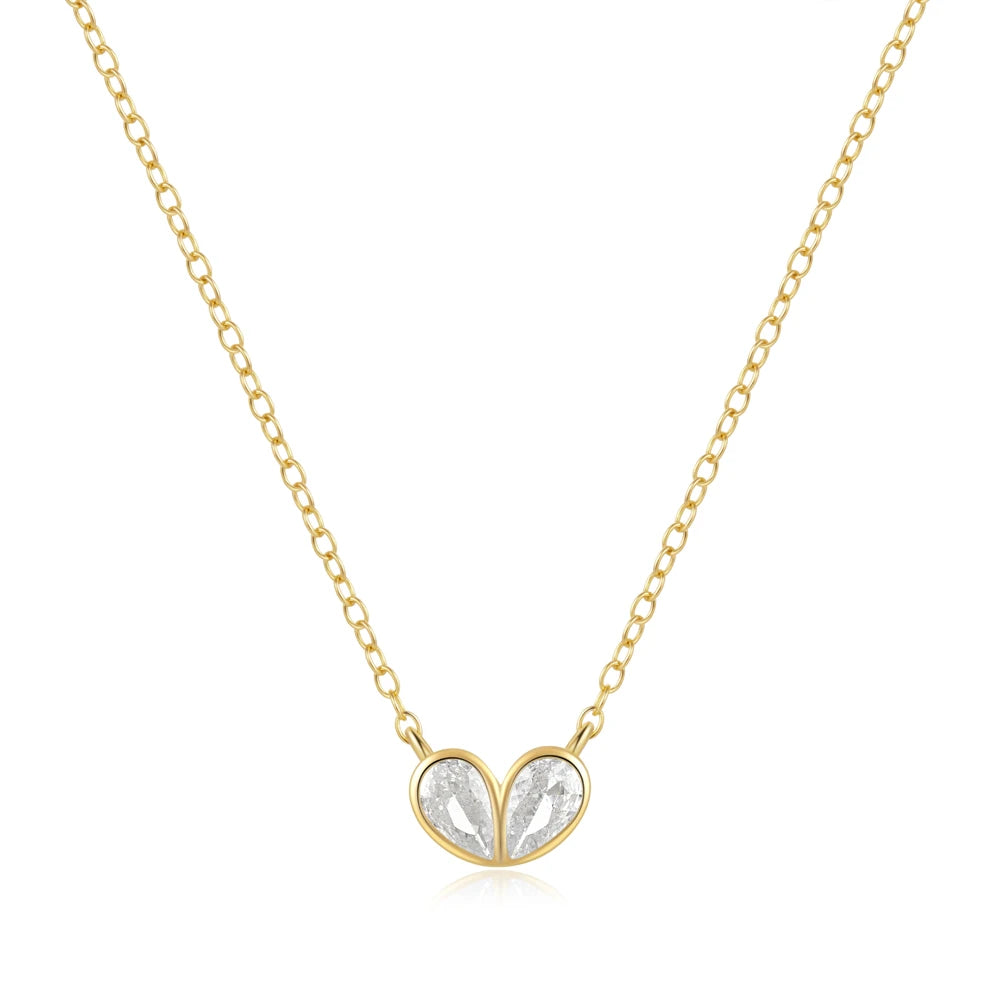 Fashion 925 Sterling Silver Necklaces love Heart Diamond Gold Plated Necklaces for Woman Valentine's Mother's Day Gift