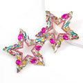 2025 Classic Trendy Stunning Glass Rhinestone Earring Colorful Diamond Star Earrings