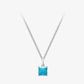 925 Sterling Silver CZ Diamond Necklaces Princess Cut Solitaire Pendant Necklace for Women