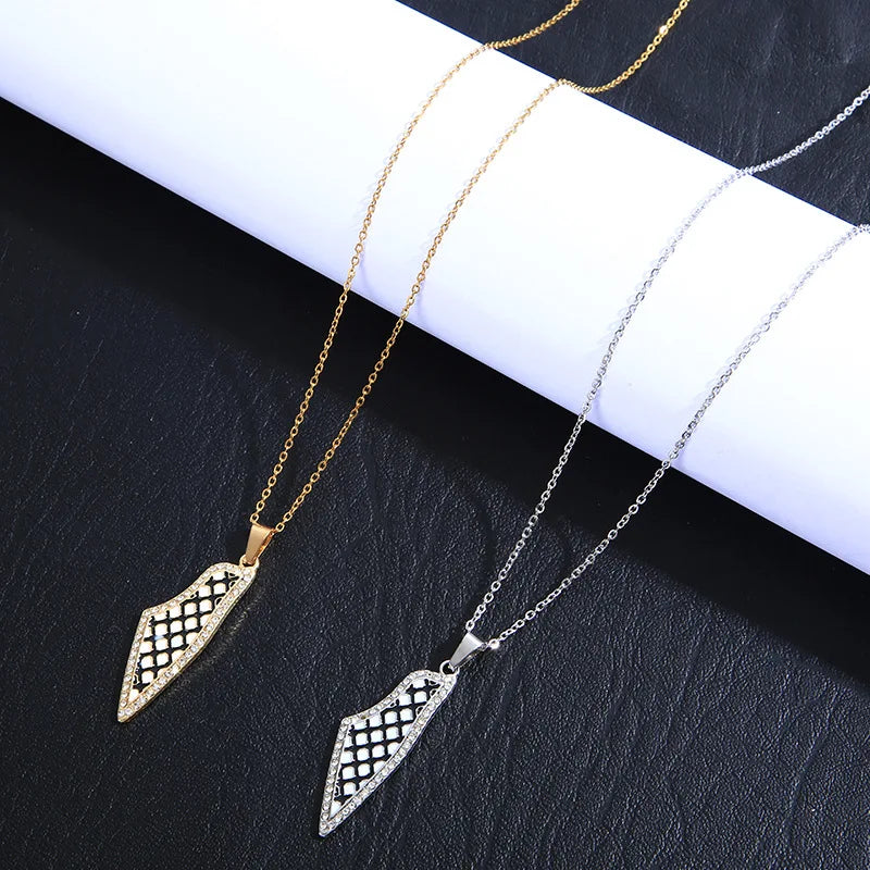 New Arrived 18K Gold Plated Rhinestone Crystal Palestine Map Necklace Stainless Steel Palestine Kufia Necklace Jewelry