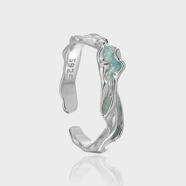 New Design Simple Style 925 Rengant Adjustable Irregular Enamel Cold Wind S925 Sterling Silver Rings for Women JB178