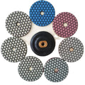 Sanding disc Flexible Grinding tools Resin Bond Dry Diamond Polishing Pad for granite marble stone quartz 7pcs/set 4" 100mm